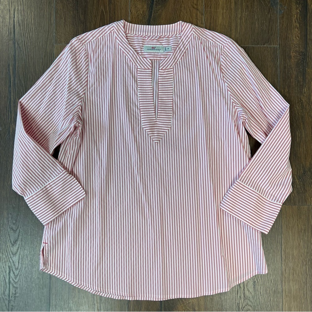 Vineyard Vines Women's Pink Striped Savannah Harbor Top SZ MED